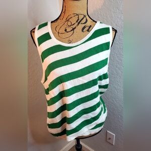 Moth Green and White Striped Tank Top